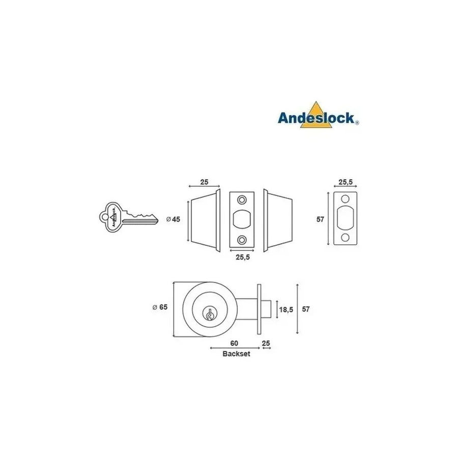 Cerrojo de Seguridad Andeslock AX70-AI Color Aluminio