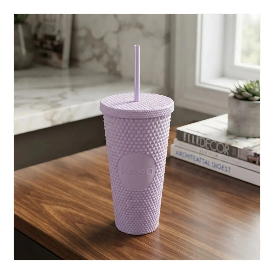 Vaso Tumbler Keep 710 ml con Bombilla Morado + Grabado Personalizado