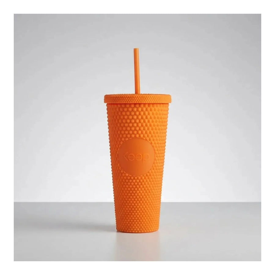 Vaso Tumbler Keep 710 ml con Bombilla Amarillo + Grabado Personalizado