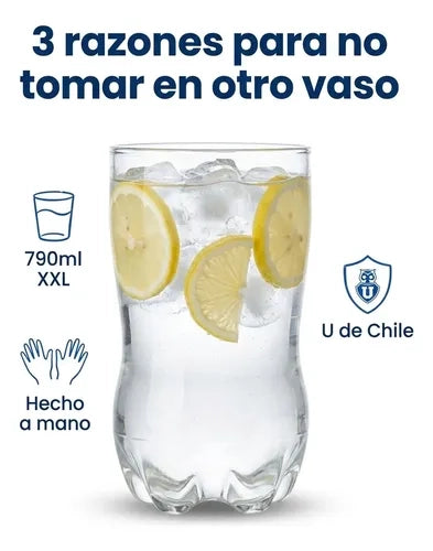 Vaso Premium 790 Ml Botella Cortada U De Chile Blanco