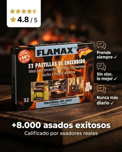Flamax Iniciador Importado 32 Pastillas Enciende Fuego