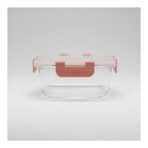 Contenedor Hermético de Vidrio Keep 520 ml Coral
