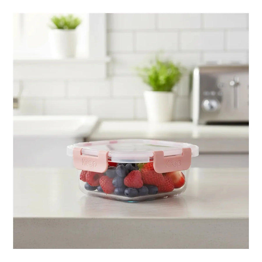 Contenedor Hermético de Vidrio Keep 520 ml Coral