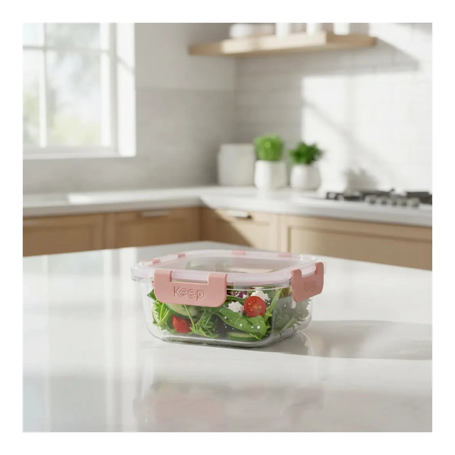 Contenedor Hermético de Vidrio Keep 520 ml Coral