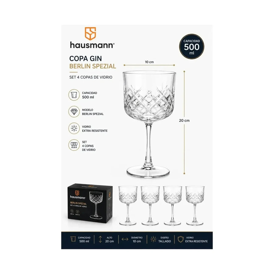Set 4 Copas Talladas Hausmann Berlin 500 ml