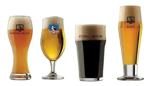 Pack De 4 Vasos Schoperos Colo Colo Beer Collection De Vidrio Para Cerveza Agua