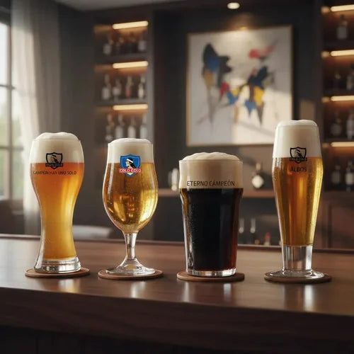 Pack De 4 Vasos Schoperos Colo Colo Beer Collection De Vidrio Para Cerveza Agua