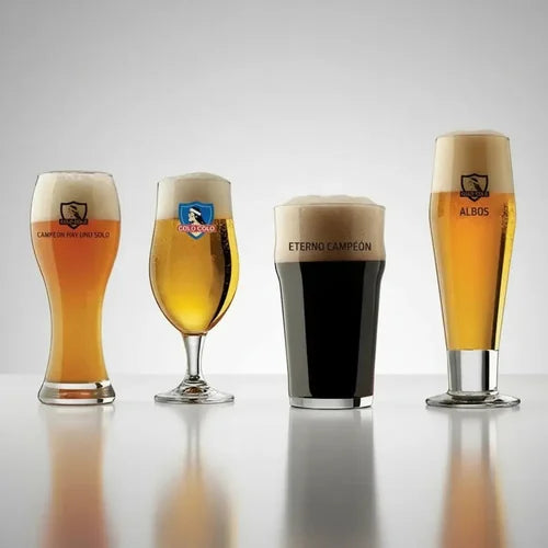 Pack De 4 Vasos Schoperos Colo Colo Beer Collection De Vidrio Para Cerveza Agua