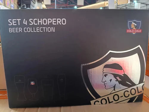 Pack De 4 Vasos Schoperos Colo Colo Beer Collection De Vidrio Para Cerveza Agua
