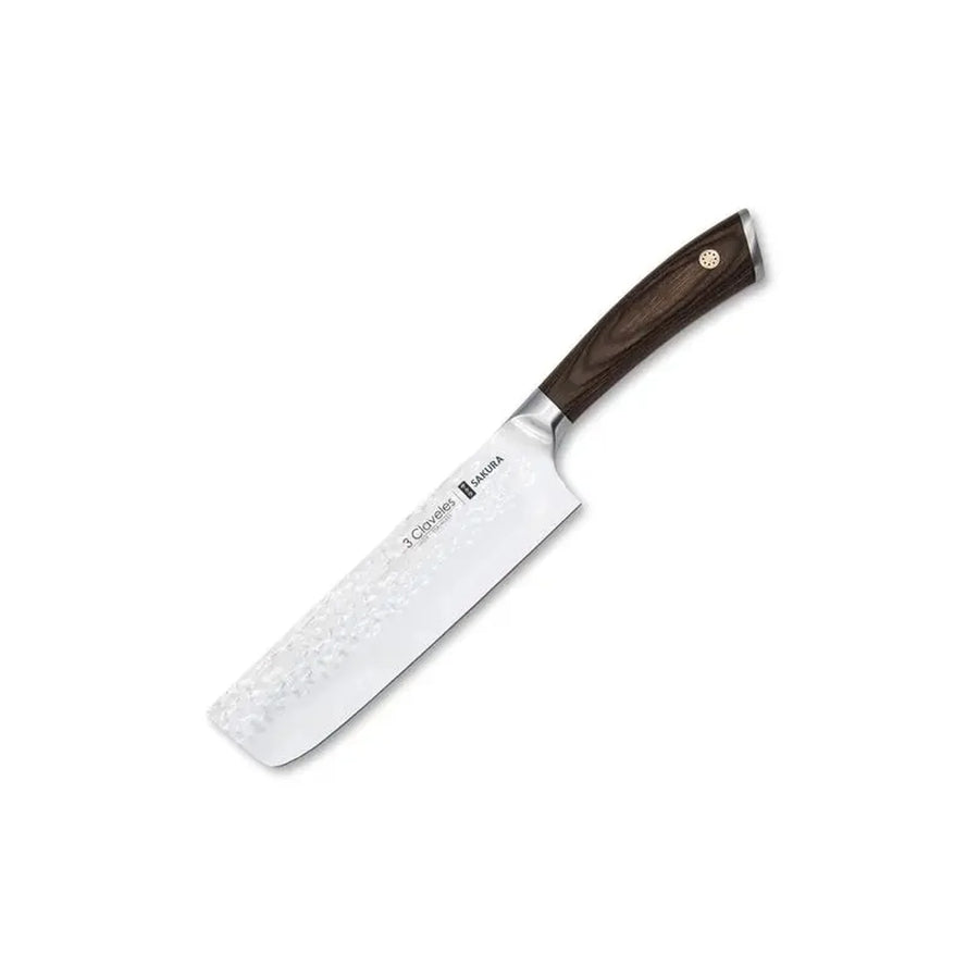 Cuchillo Usuba Sakura 3 Claveles 17 cm Mango Madera + Grabado Personalizado