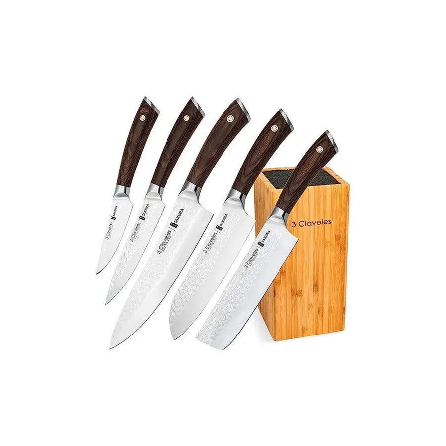 Cuchillo Usuba Sakura 3 Claveles 17 cm Mango Madera + Grabado Personalizado