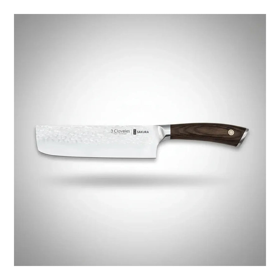 Cuchillo Usuba Sakura 3 Claveles 17 cm Mango Madera + Grabado Personalizado