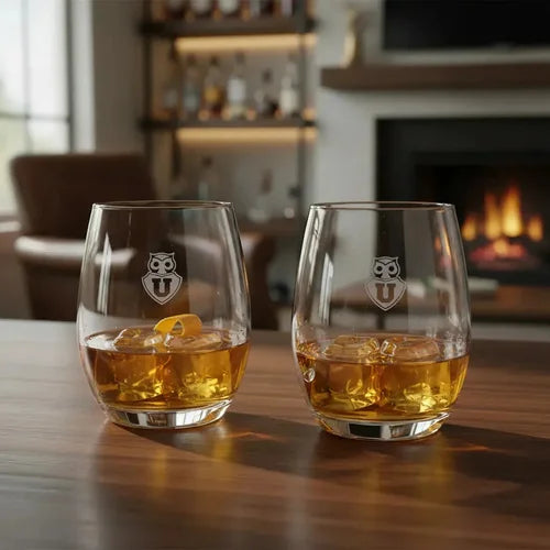 Set 2 Vasos Glasso U. De Chile Premium Bar Quincho Bbq Color Cristal