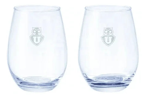 Set 2 Vasos Glasso U. De Chile Premium Bar Quincho Bbq Color Cristal
