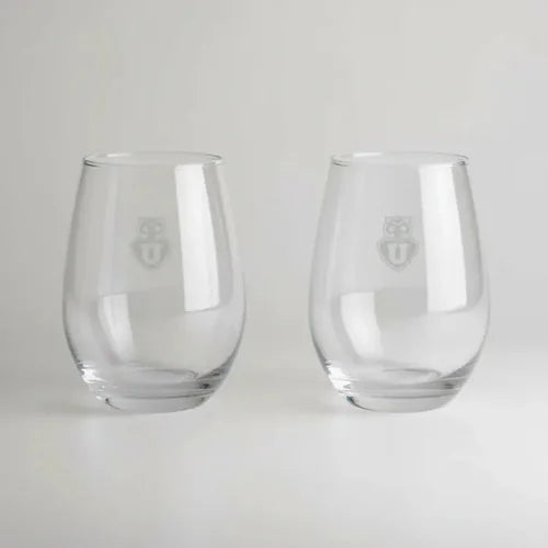 Set 2 Vasos Glasso U. De Chile Premium Bar Quincho Bbq Color Cristal