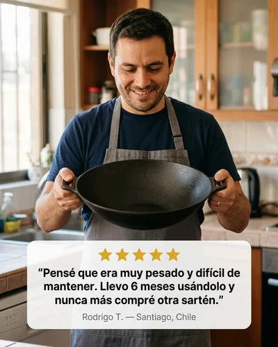 Wok de Hierro Fundido 30cm Con Asas Lugano