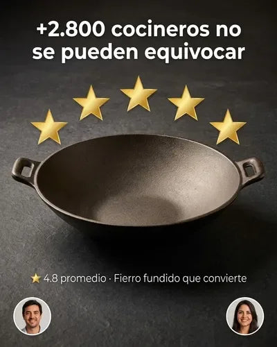 Wok de Hierro Fundido 30cm Con Asas Lugano