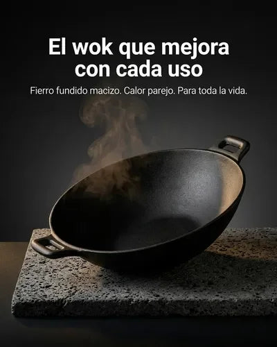 Wok de Hierro Fundido 30cm Con Asas Lugano