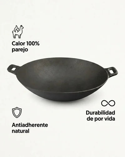 Wok de Hierro Fundido 30cm Con Asas Lugano