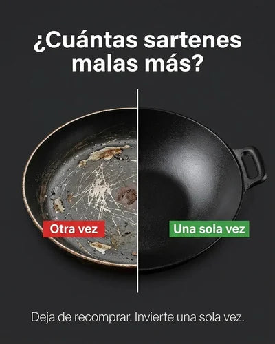 Wok de Hierro Fundido 30cm Con Asas Lugano