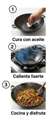 Wok de Hierro Fundido 30cm Con Asas Lugano