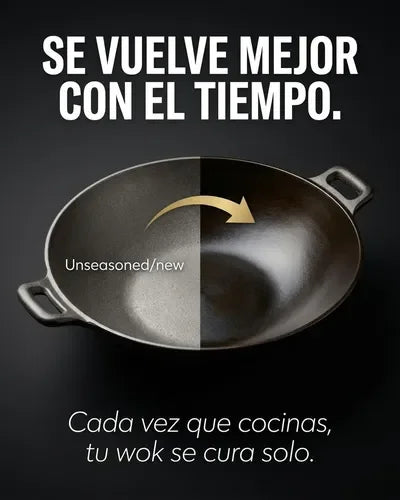 Wok de Hierro Fundido 30cm Con Asas Lugano