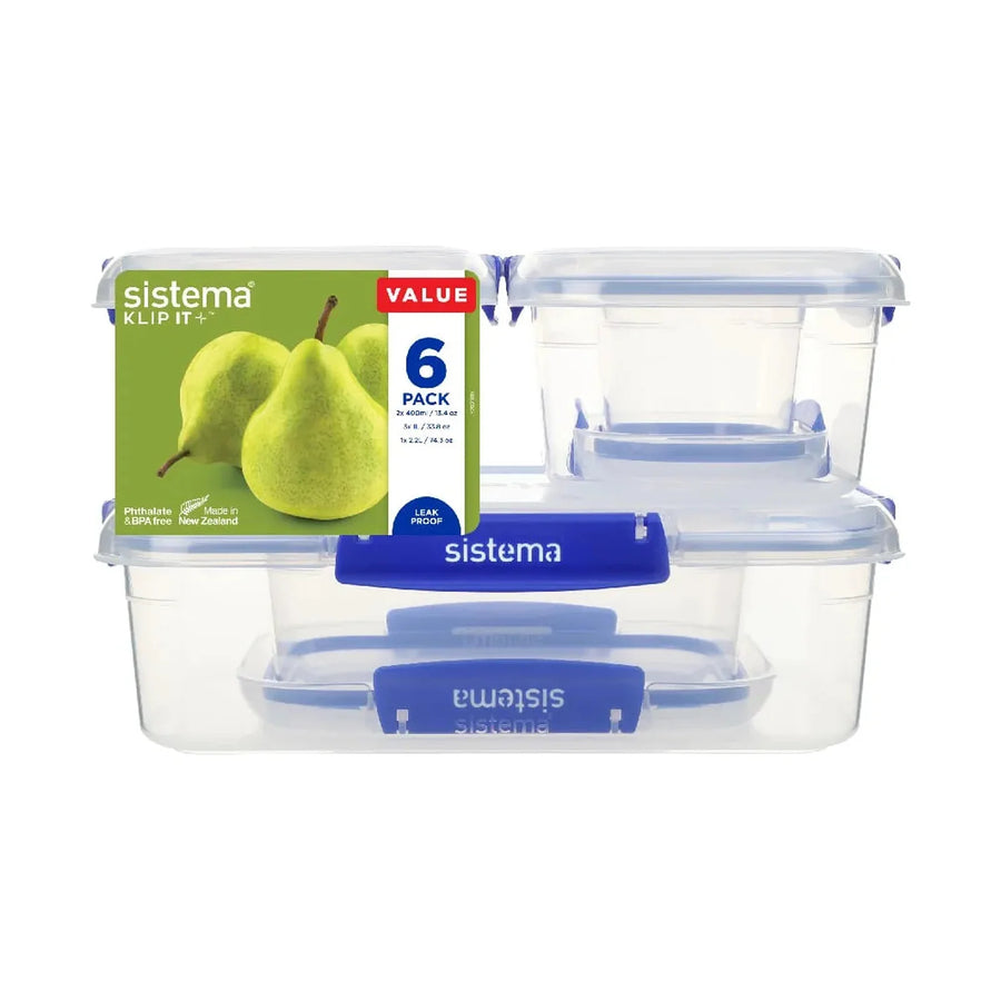 Set 6 Contenedores Herméticos Sistema Klip It Plus