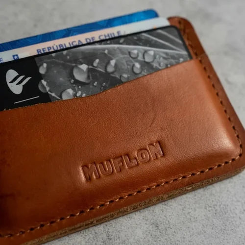 Tarjetero De Cuero Horizontal + Grabado Làser Gratis Café Cuero