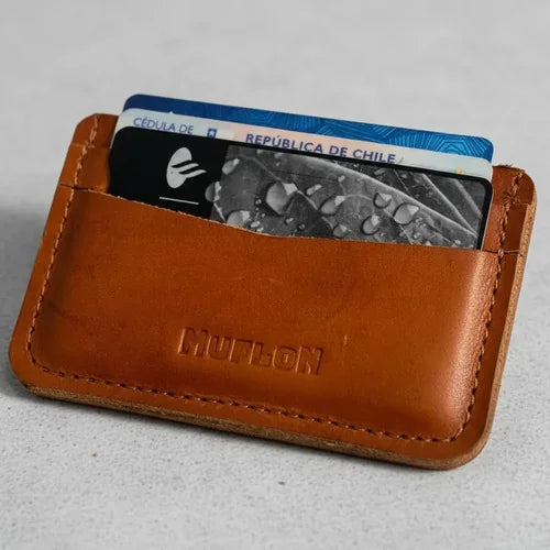 Tarjetero De Cuero Horizontal + Grabado Làser Gratis Café Cuero