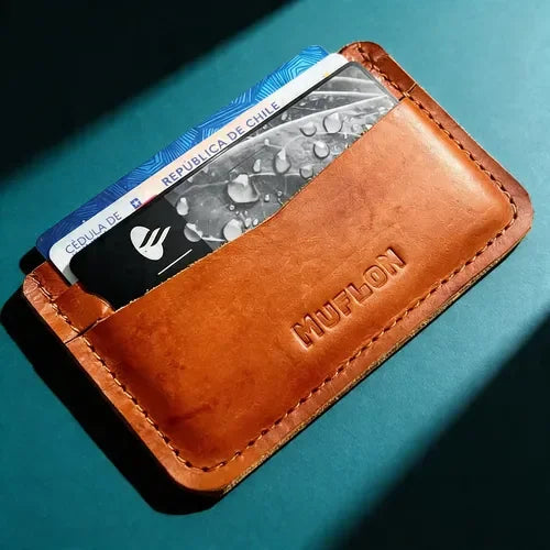 Tarjetero De Cuero Horizontal + Grabado Làser Gratis Café Cuero
