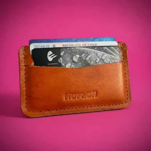 Tarjetero De Cuero Horizontal + Grabado Làser Gratis Café Cuero