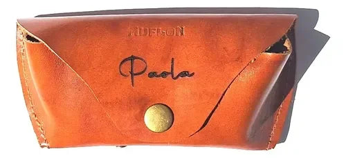 Estuche De Lentes De Cuero Artesanal + Grabado Laser Gratis Café