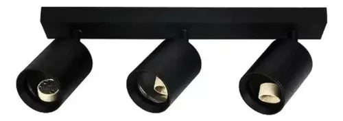 Aplique 3 Focos Dirigibles GU10 Negro