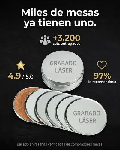 Set 6 Posavasos con Caja + Grabado Láser Gratis