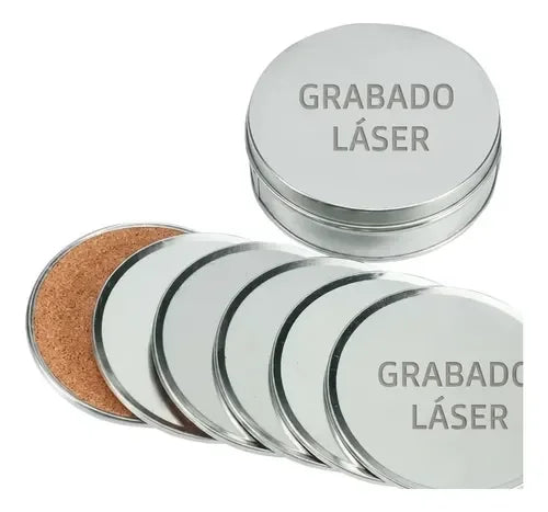 Set 6 Posavasos con Caja + Grabado Láser Gratis