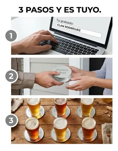 Set 6 Posavasos con Caja + Grabado Láser Gratis