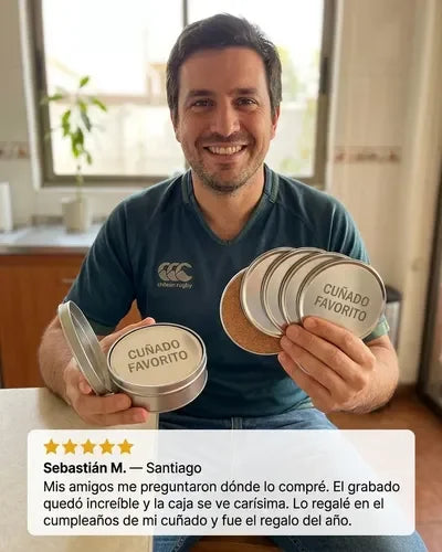 Set 6 Posavasos con Caja + Grabado Láser Gratis