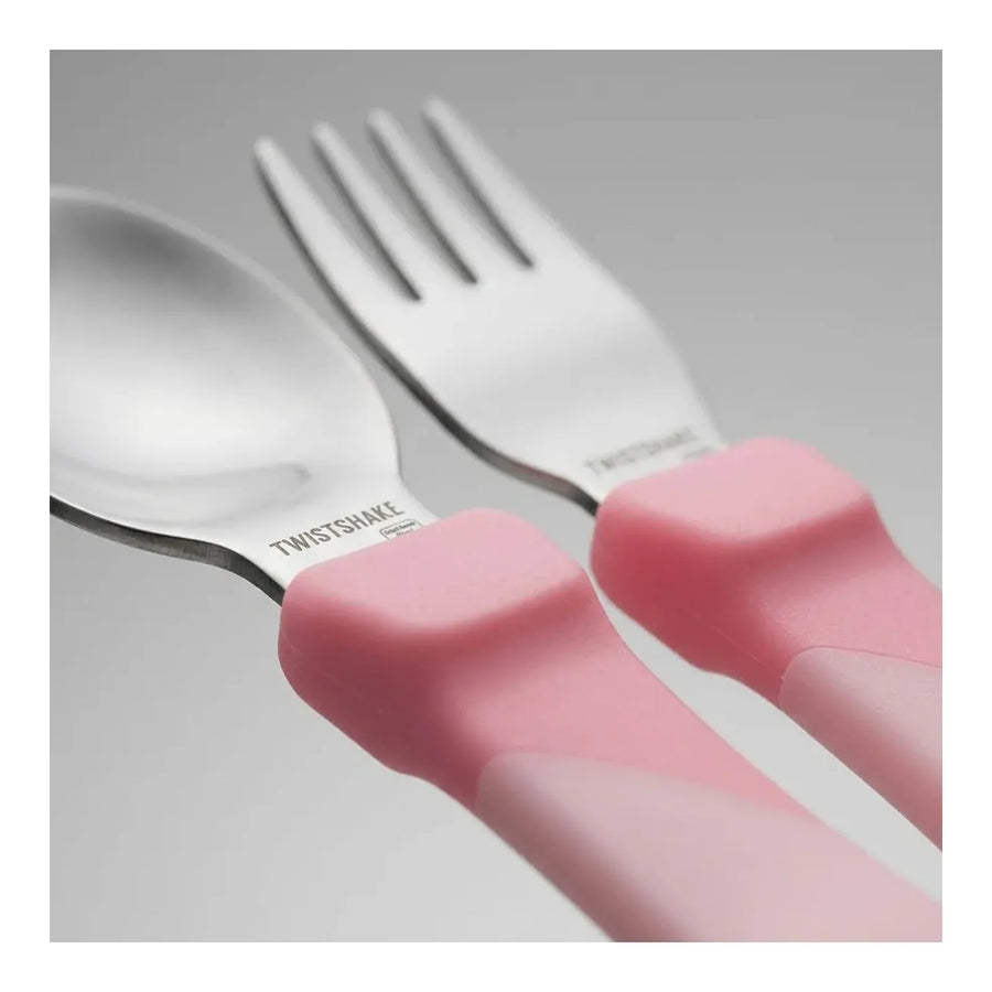 Set de Cubiertos Infantiles Twistshake Rosa Acero Inoxidable