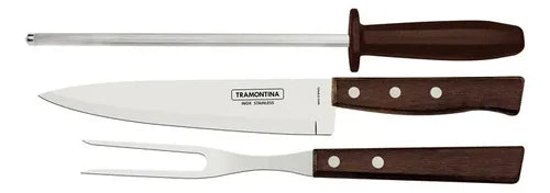 Kit Asado Tramontina 3 Piezas Mango de Madera
