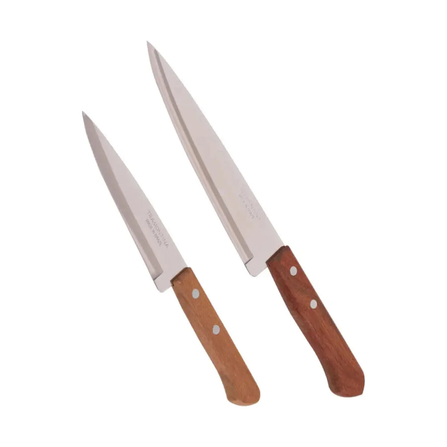 Pack 2 Cuchillos Cocineros Tramontina 17 y 10 cm Mango Madera + Grabado