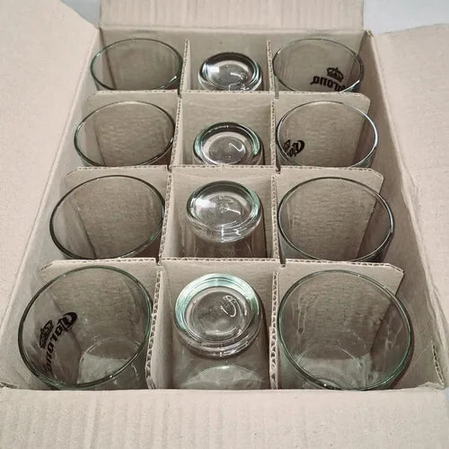 Pack X12 Vasos Grabado Corona Casale 490ml Azul Transparente