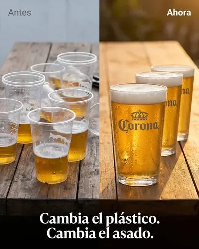 Pack X12 Vasos Grabado Corona Casale 490ml Azul Transparente
