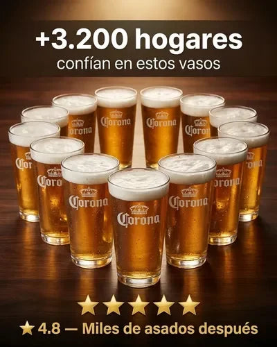 Pack X12 Vasos Grabado Corona Casale 490ml Azul Transparente