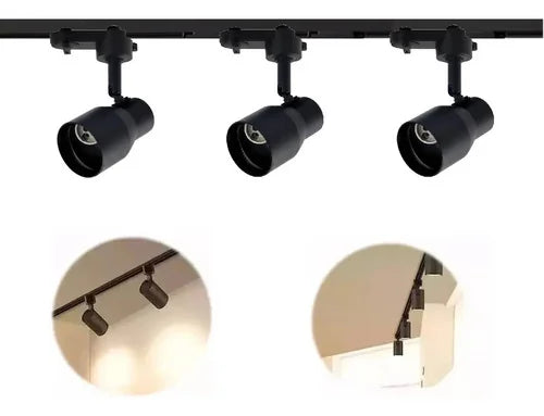 Lámpara de Riel 3 Luces 1m Negra