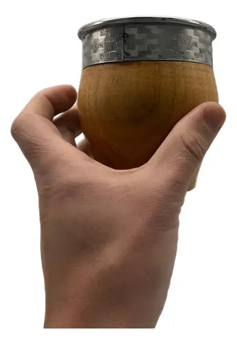 Mate Imperial Algarrobo Virola Alpaca Inox + Grabado Láser Cafe Acero Inoxidable