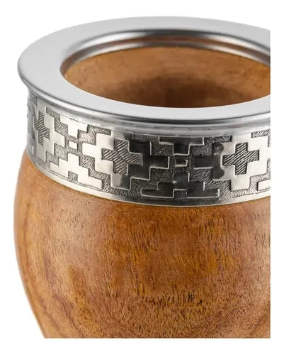 Mate Imperial Algarrobo Virola Alpaca Inox + Grabado Láser Cafe Acero Inoxidable