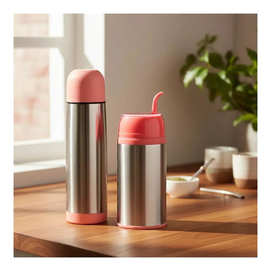 Set Matero Keep 400 ml + Termo Bala 500 ml Rosa + Grabado Personalizado