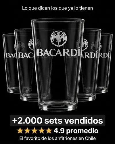Vasos Ron Bacardi 490ml Pack X6 Roncola Grabado