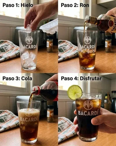 Vasos Ron Bacardi 490ml Pack X6 Roncola Grabado