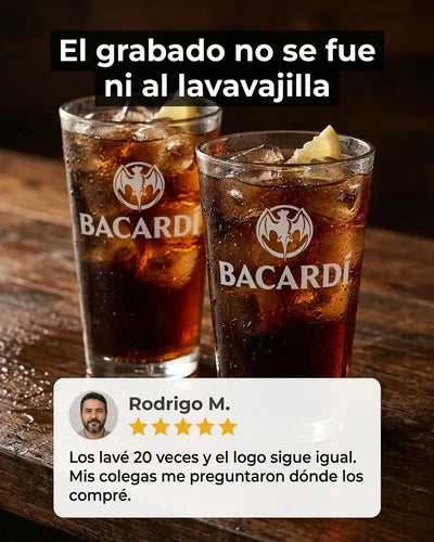 Vasos Ron Bacardi 490ml Pack X6 Roncola Grabado